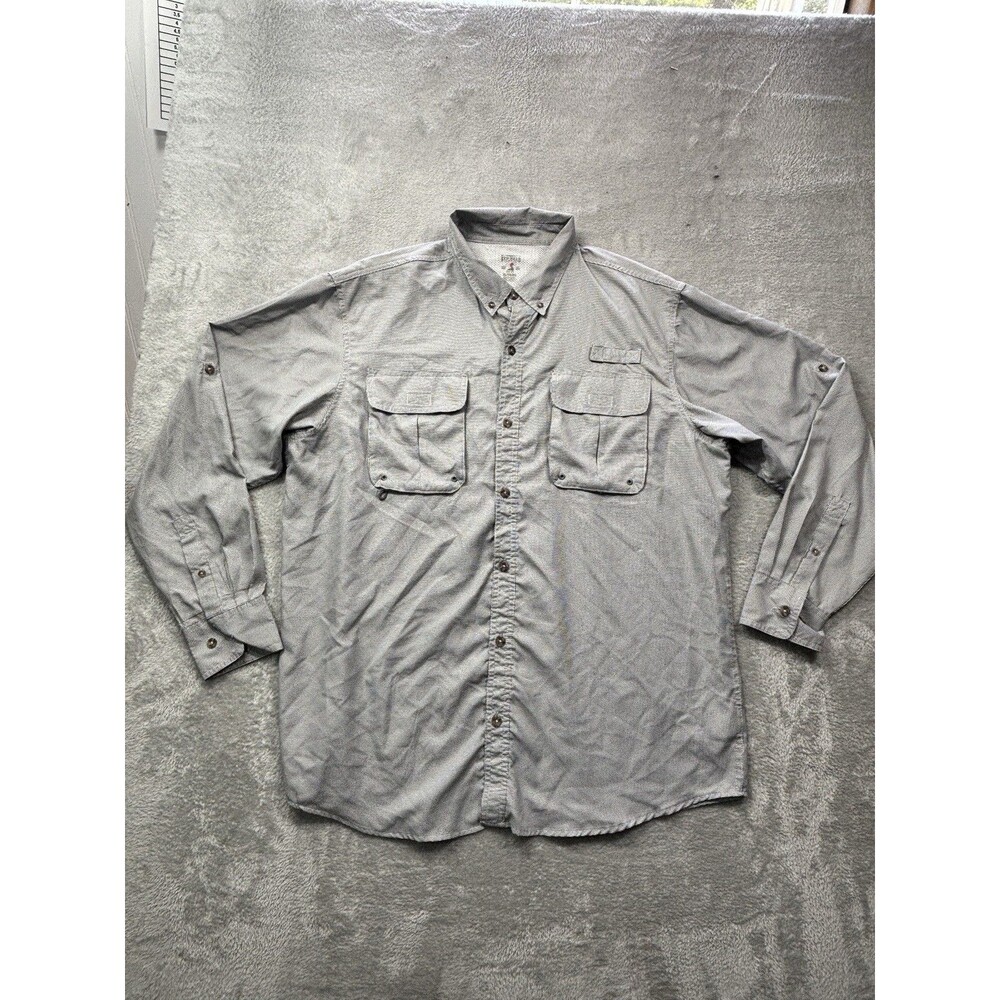 Red Head Fishing Shirt Mens XL Beige Long Sleeve VENTED Pockets Button Up